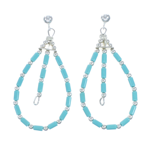 Man Made Turquoise Sterling Silver Post Dangle Earrings X11033