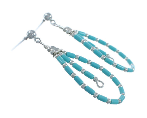 Man Made Turquoise Sterling Silver Post Dangle Earrings X11033