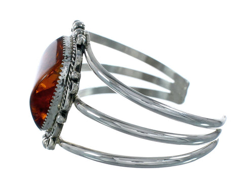 Amber Native American Sterling Silver Cuff Bracelet X11060