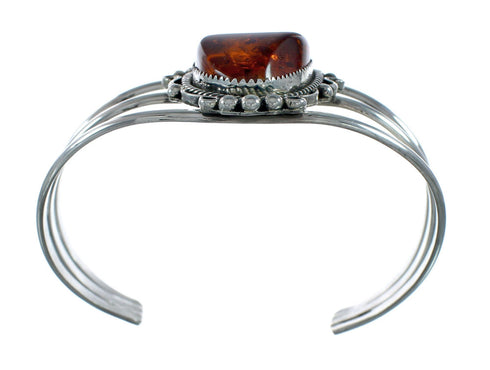 Amber Native American Sterling Silver Cuff Bracelet X11060
