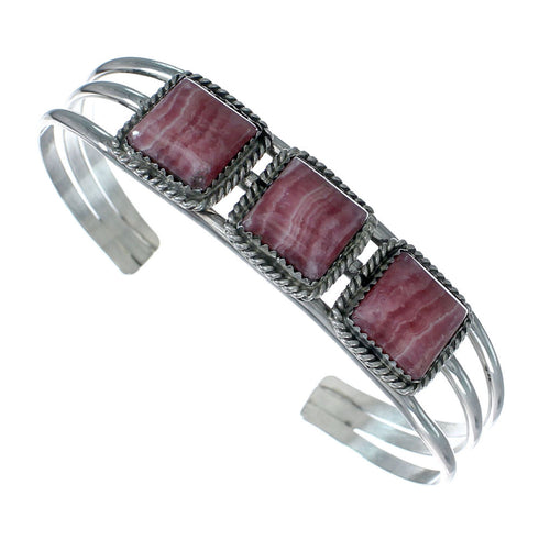Genuine Navajo Rhodochrosite Sterling Silver Cuff Bracelet X11056
