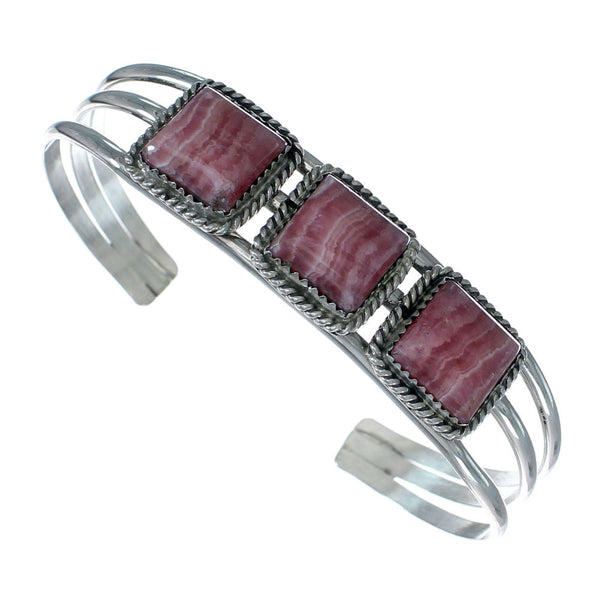 Genuine Navajo Rhodochrosite Sterling Silver Cuff Bracelet X11056