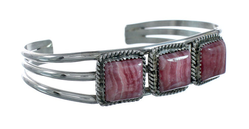 Genuine Navajo Rhodochrosite Sterling Silver Cuff Bracelet X11056