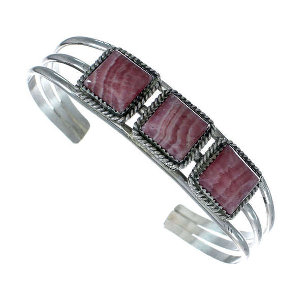 Genuine Navajo Rhodochrosite Sterling Silver Cuff Bracelet X11058