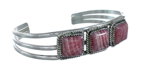 Genuine Navajo Rhodochrosite Sterling Silver Cuff Bracelet X11058