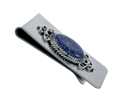 Genuine Navajo Lapis Sterling Silver Money Clip X11077