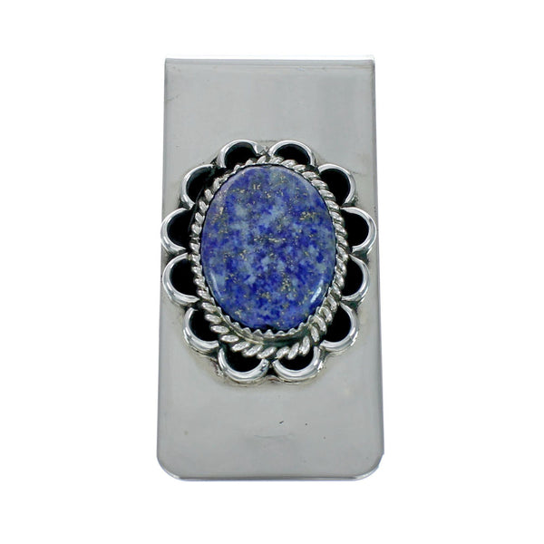 Genuine Navajo Lapis Sterling Silver Money Clip X11078