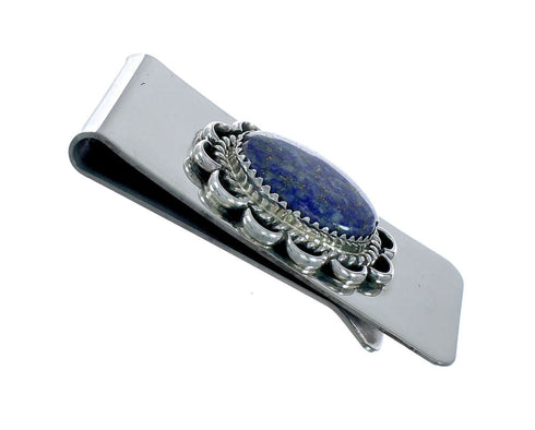 Genuine Navajo Lapis Sterling Silver Money Clip X11078