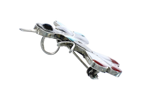 Zuni Multicolor Inlay Genuine Sterling Silver Hummingbird Pin Pendant NN20454