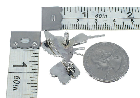 Zuni Multicolor Inlay Genuine Sterling Silver Hummingbird Pin Pendant NN20454