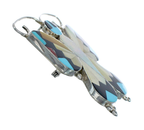 Native American Zuni Multicolor Sterling Silver Butterfly Pendant And Pin NN20450