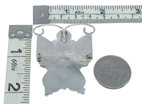 Native American Zuni Multicolor Sterling Silver Butterfly Pendant And Pin NN20450