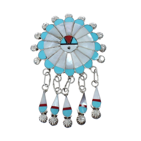 Zuni Sterling Silver Multicolor Sun Pin Pendant NN20461