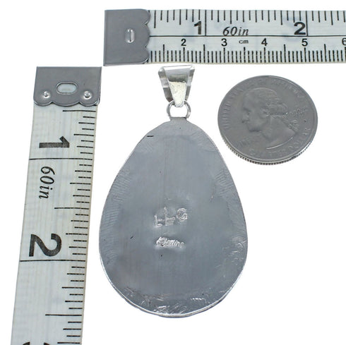 Native American Zuni Multicolor Inlay Sterling Silver Pendant NN20448