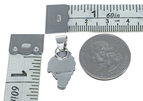 Turquoise Coral Sterling Silver Navajo Indian Pendant NN20452