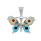 Native American Zuni Multicolor Sterling Silver Butterfly Pendant NX11571