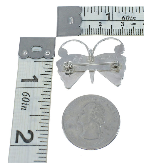 Native American Zuni Multicolor Inlay Butterfly Pin Pendant NX11565