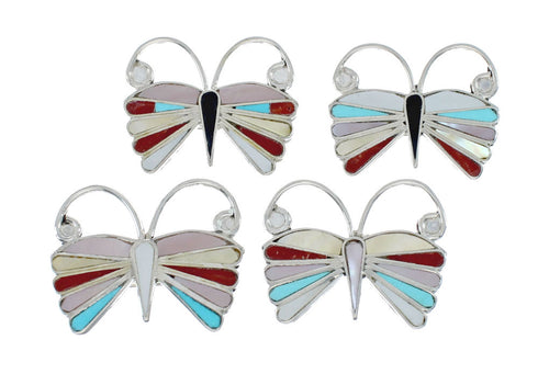 Native American Zuni Multicolor Inlay Butterfly Pin Pendant NX11565