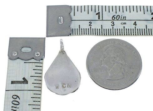 Zuni Indian Tear Drop Sterling Silver And Multicolor Inlay Pendant NX11572