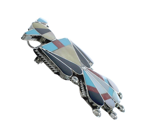 Multicolor Sterling Silver Zuni Thunderbird Pin Pendant NX11556