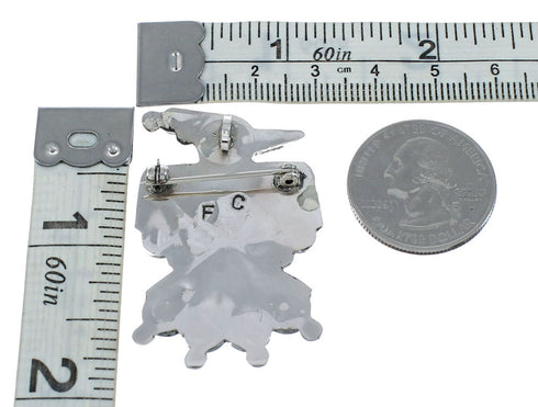 Multicolor Sterling Silver Zuni Thunderbird Pin Pendant NX11556