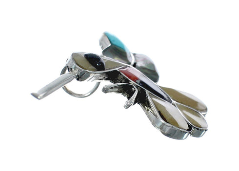 Zuni Multicolor Inlay Genuine Sterling Silver Hummingbird Pin Pendant NX11557