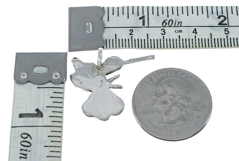 Zuni Multicolor Inlay Genuine Sterling Silver Hummingbird Pin Pendant NX11557