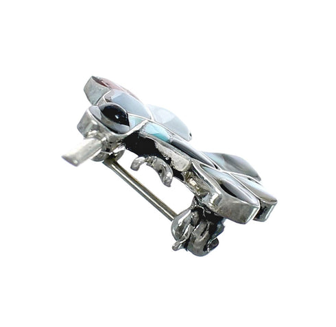 Zuni Multicolor Inlay Genuine Sterling Silver Hummingbird Pin Pendant NX11559