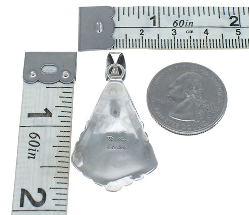 Navajo Jewelry Coral Genuine Sterling Silver Pendant NN20446