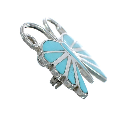 Native American Zuni Turquoise Inlay Butterfly Pin Pendant NN20443