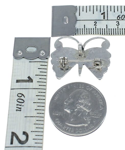 Native American Zuni Turquoise Inlay Butterfly Pin Pendant NN20443