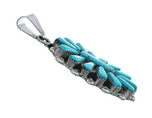 Native American Zuni Sterling Silver & Turquoise Flower Pendant NN20445