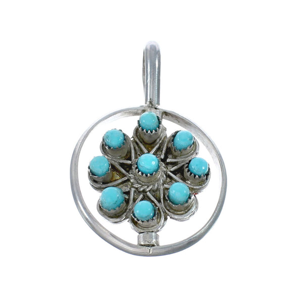 Reversible Zuni Sterling Silver Coral & Turquoise Pendant NN20444
