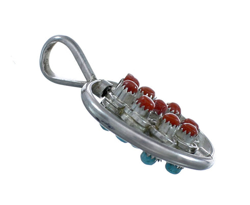 Reversible Zuni Sterling Silver Coral & Turquoise Pendant NN20444