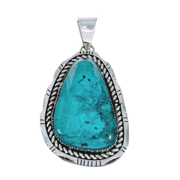Authentic Navajo Kingman Turquoise Sterling Silver Pendant NN20428