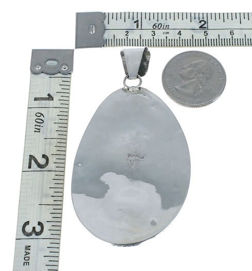 Authentic Navajo Kingman Turquoise Sterling Silver Pendant NN20435