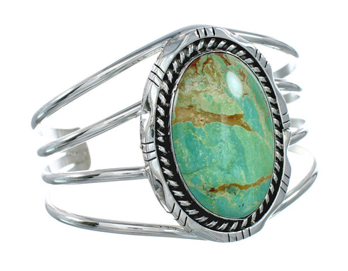 Authentic Kingman Turquoise Sterling Silver Navajo Cuff Bracelet NN20441