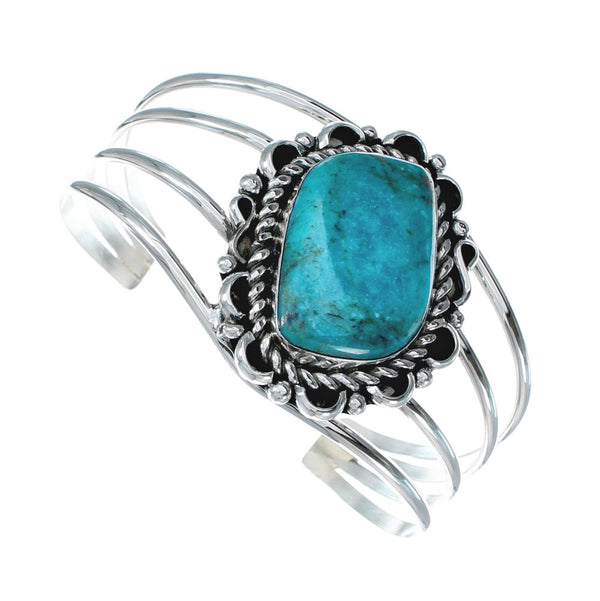 Authentic Kingman Turquoise Sterling Silver Navajo Cuff Bracelet NN20440