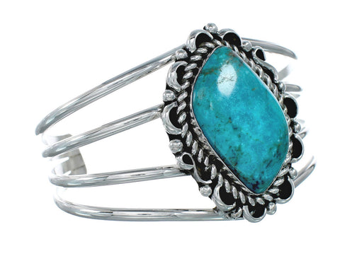 Authentic Kingman Turquoise Sterling Silver Navajo Cuff Bracelet NN20440