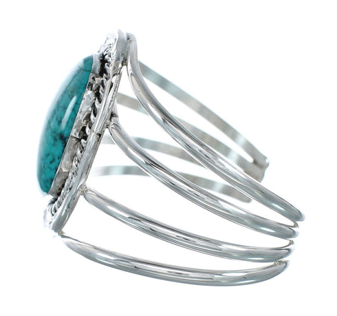 Authentic Kingman Turquoise Sterling Silver Navajo Cuff Bracelet NN20438
