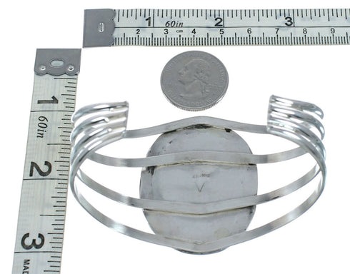 Authentic Kingman Turquoise Sterling Silver Navajo Cuff Bracelet NN20438