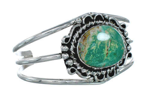 Authentic Kingman Turquoise Sterling Silver Navajo Cuff Bracelet NN20442