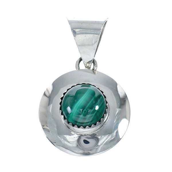 Navajo Indian Authentic Sterling Silver Malachite Pendant NX11529