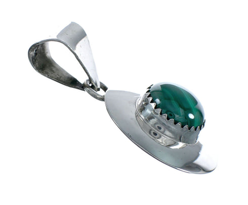 Navajo Indian Authentic Sterling Silver Malachite Pendant NX11529