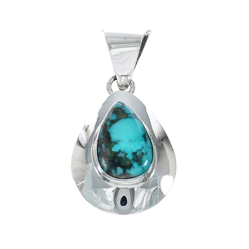 Sterling Silver Turquoise Navajo Tear Drop Pendant NX11547