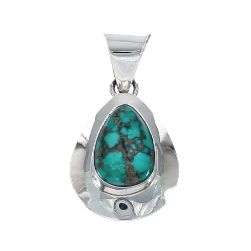 Sterling Silver Turquoise Navajo Tear Drop Pendant NX11548