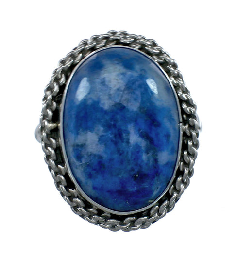 Native American Navajo Denim Lapis Sterling Silver Ring Size 8-3/4 NX11539