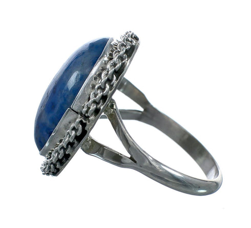 Native American Navajo Denim Lapis Sterling Silver Ring Size 8-3/4 NX11539