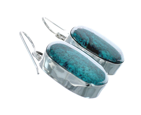 Native American Turquoise Sterling Silver Hook Dangle Navajo Earrings NN20473