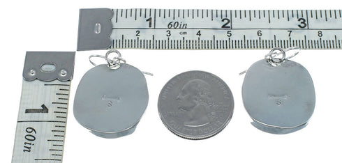 Native American Turquoise Sterling Silver Hook Dangle Navajo Earrings NN20473